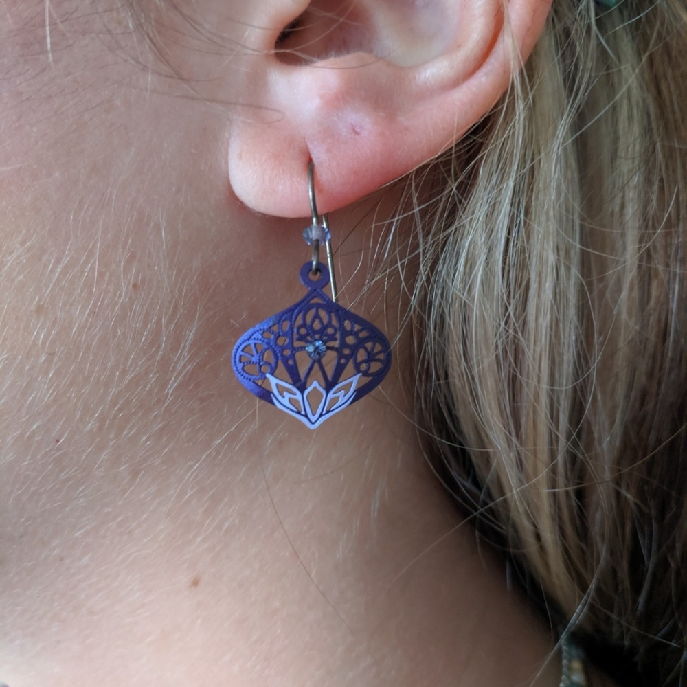 Purple Lattice Work Earrings